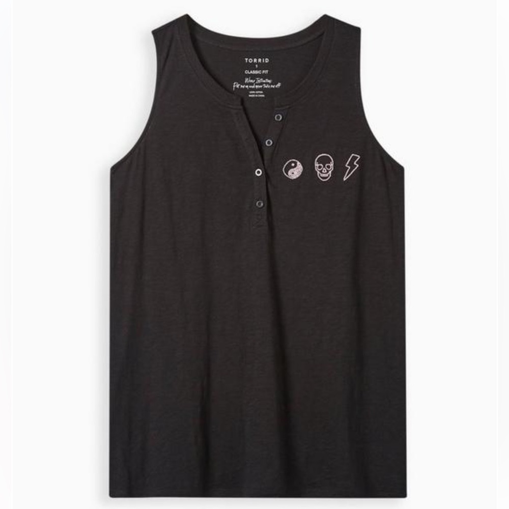 Torrid Graphic Classic Fit Heritage Slub V-Neck Henley Tank
